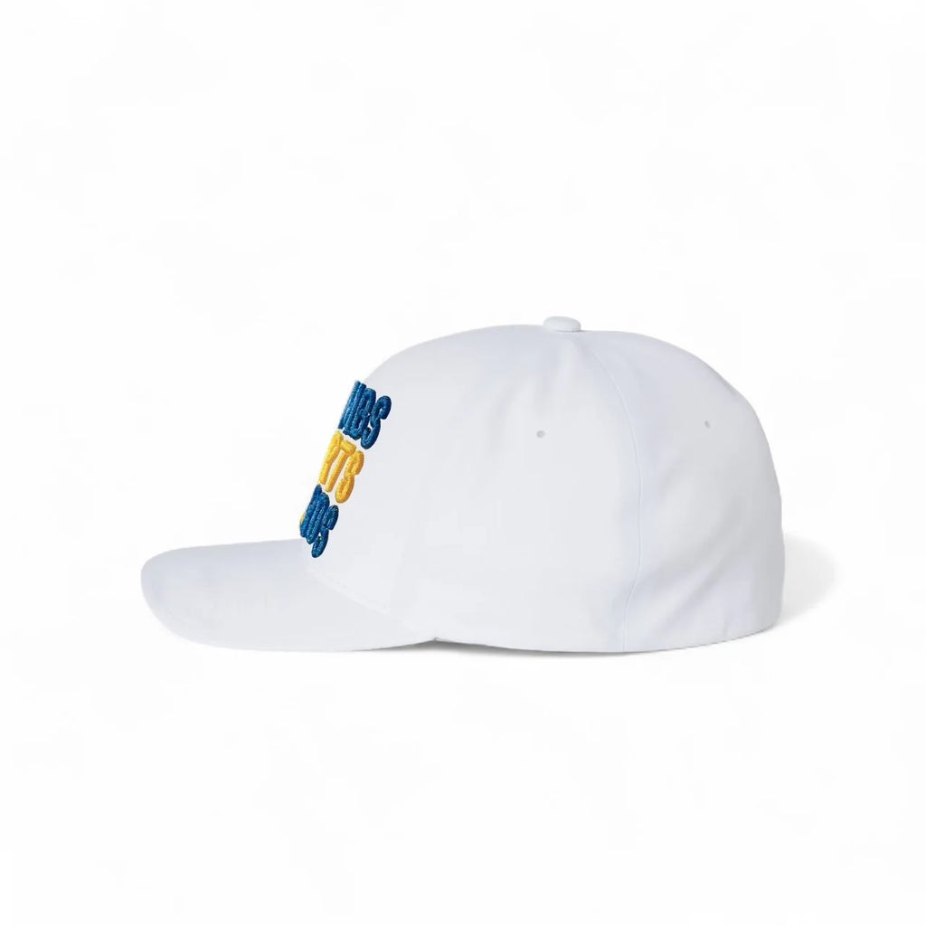 Alabama Bombs Darts Birds Fandom + Golf Caps - White Performance/Yellow/Blue - Side - Bombs Darts Birds
