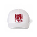 Alabama Bombs Darts Birds Fandom + Golf Caps - White Trucker Hat/Red - Bombs Darts Birds