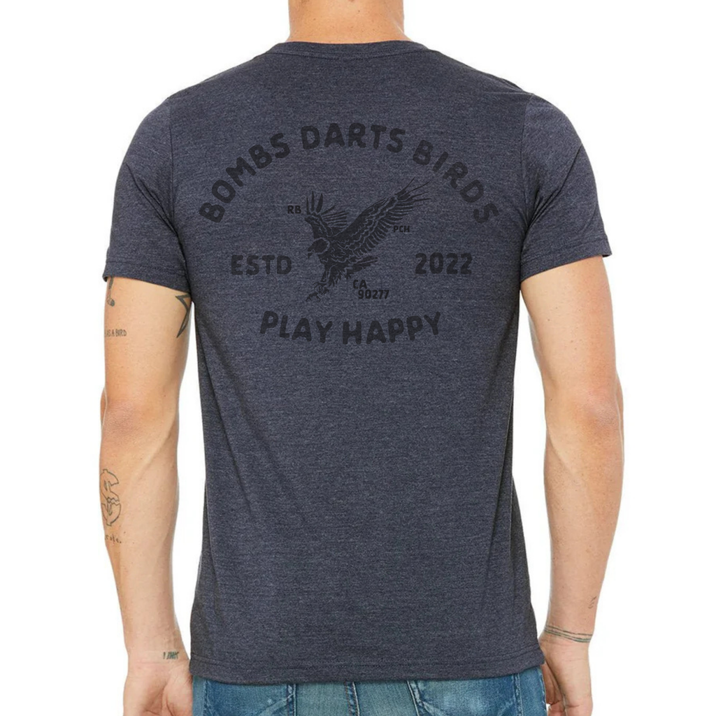 BDB "Easy Eagle" Golf Tee Shirt Navy Back Lifestyle - Bombs Darts Birds