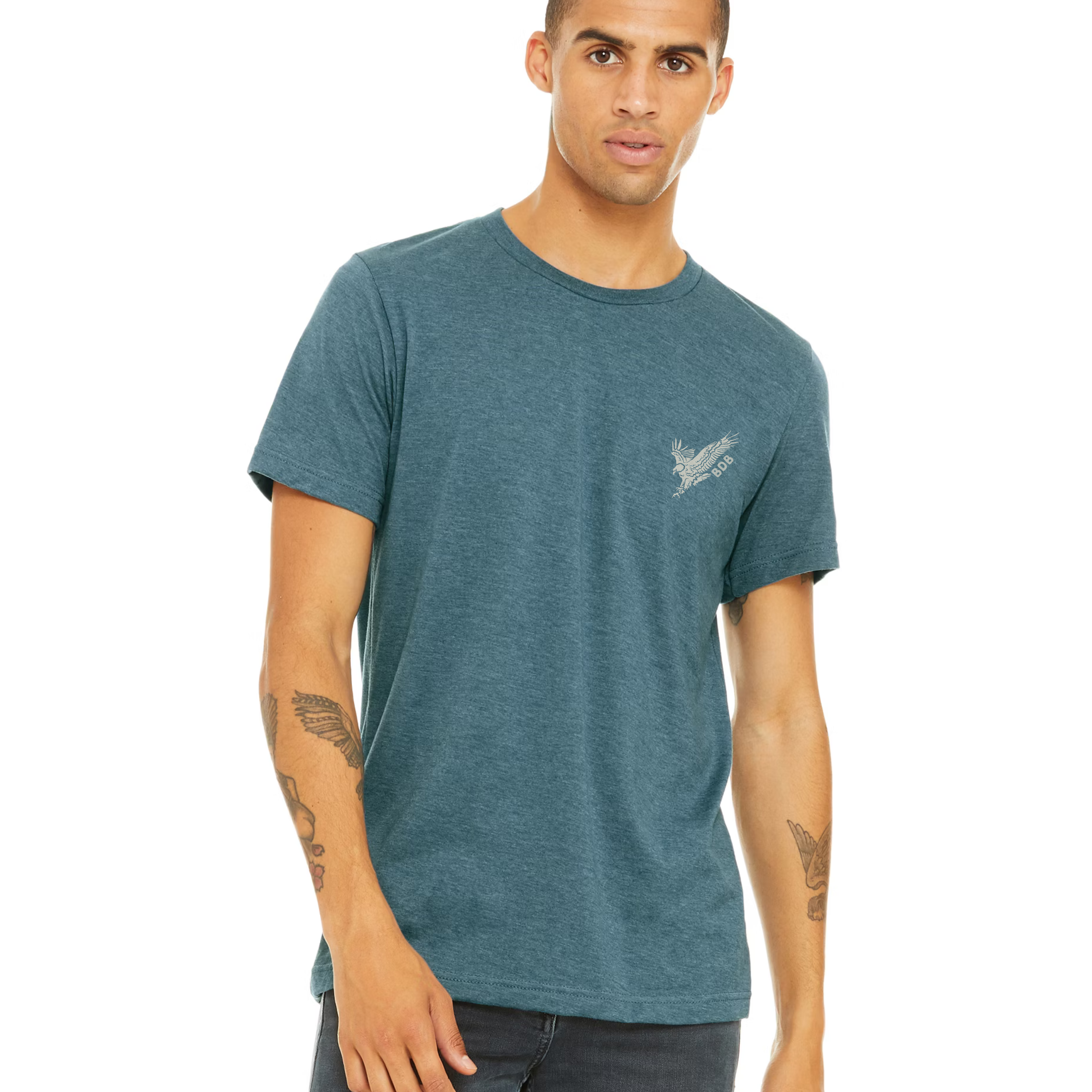 BDB "Easy Eagle" Golf Tee Shirt Teal Lifestyle - Bombs Darts Birds