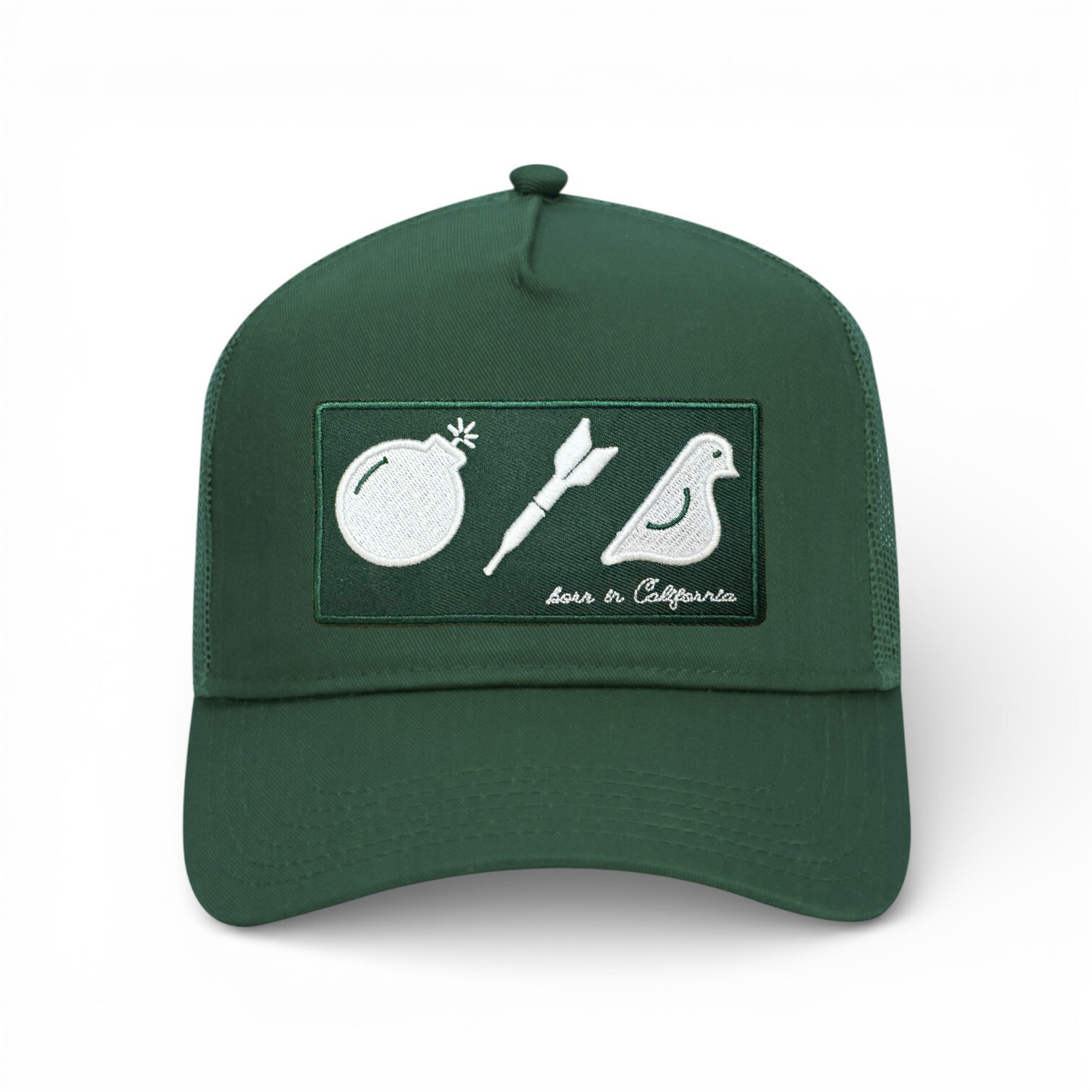 BDB Icons Patch Truckers Hat - Golf Cap - Green - Bombs Darts Birds