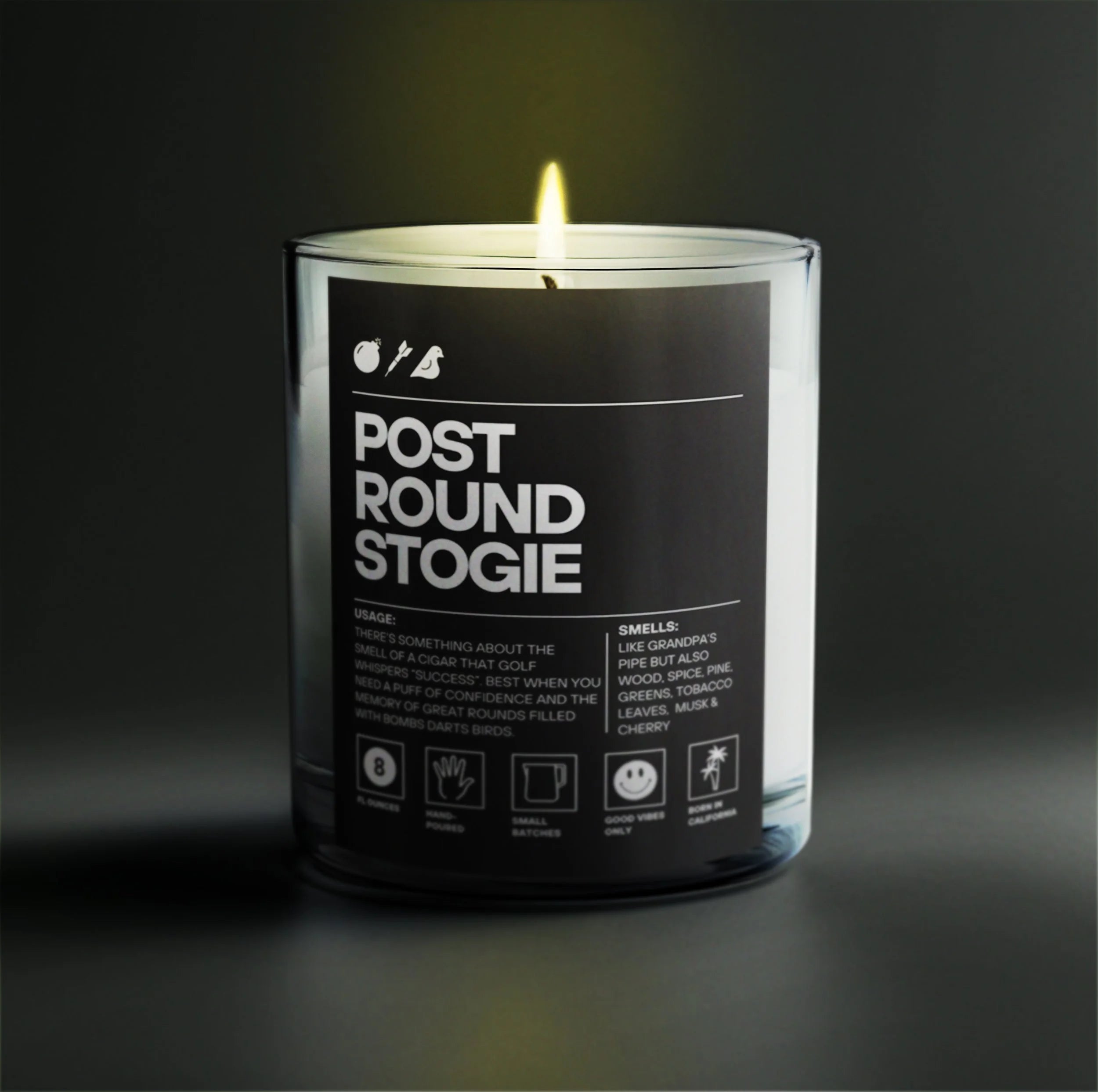 BDB “Post Round Stogie” Candle (Smells like Tobacco and Teak) - Bombs Darts Birds