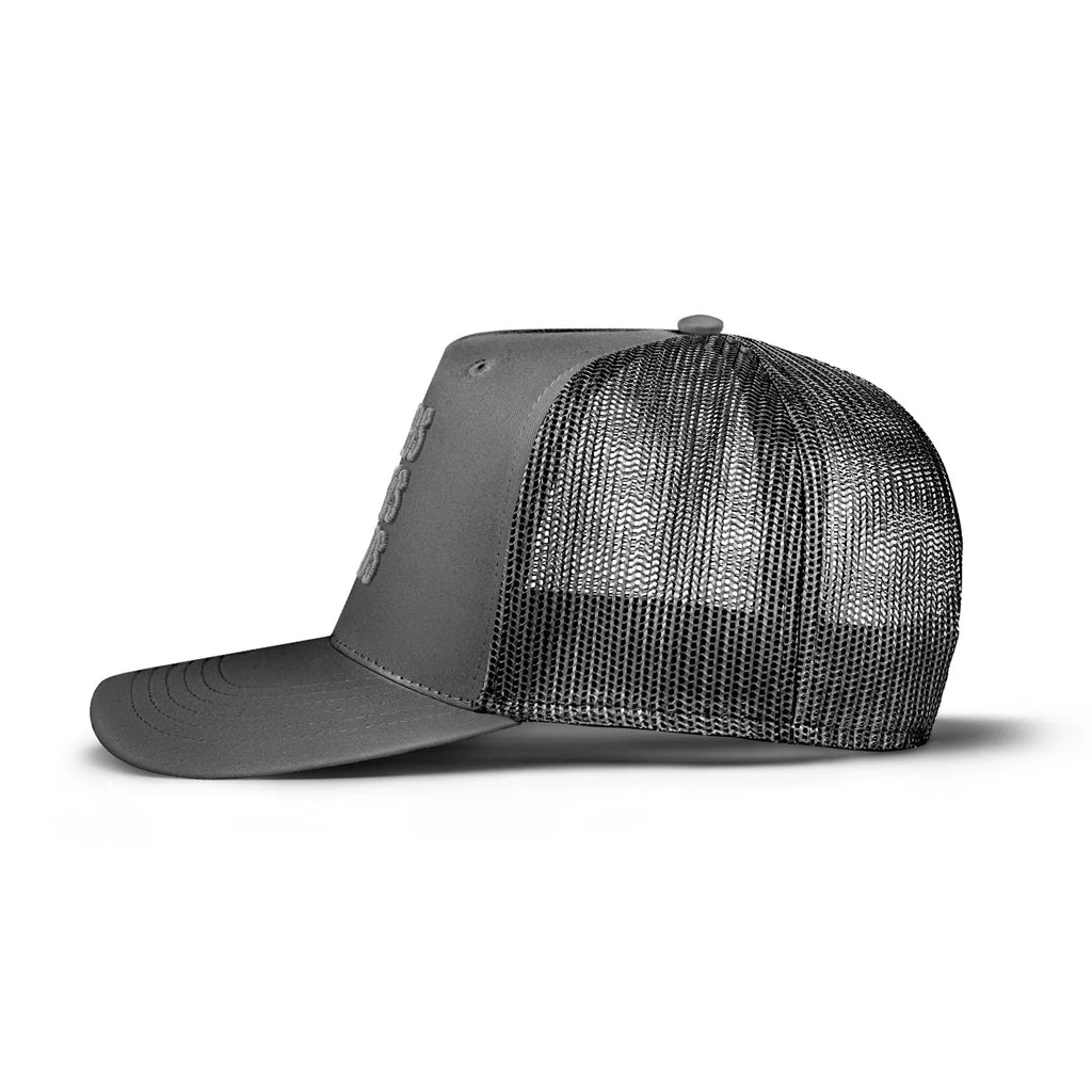 Bombs Darts Birds OG 3D Puff Trucker Hat - Gray - Side - Bombs Darts Birds