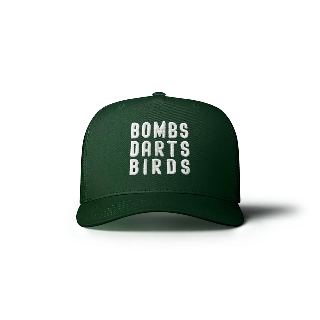 Bombs Darts Birds OG 3D Puff Trucker Hat - Green/White - Bombs Darts Birds