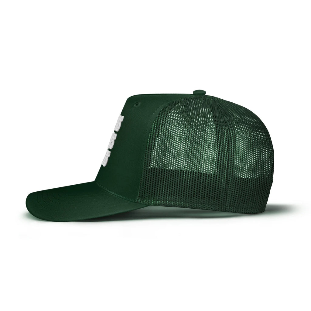 Bombs Darts Birds OG 3D Puff Trucker Hat - Green/White - Side - Bombs Darts Birds
