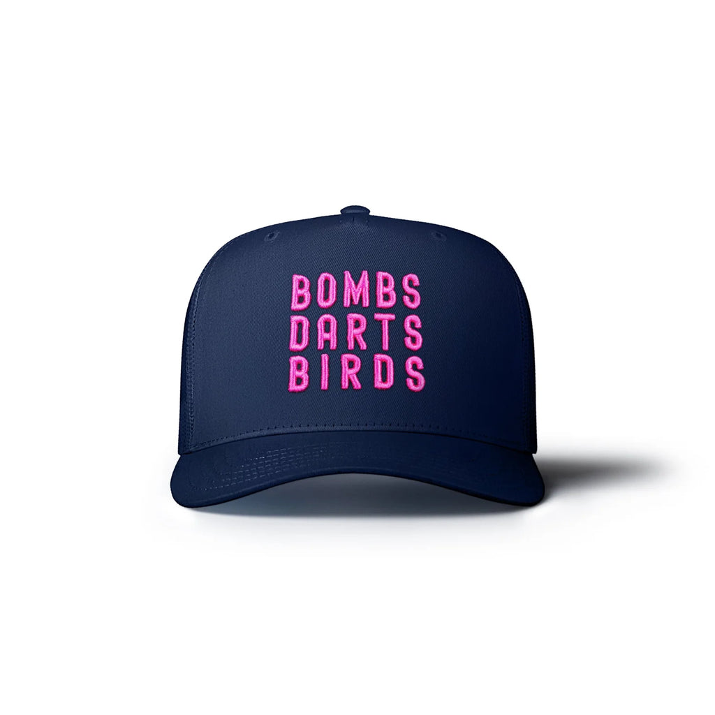 Bombs Darts Birds OG 3D Puff Trucker Hat - Navy/Pink - Bombs Darts Birds