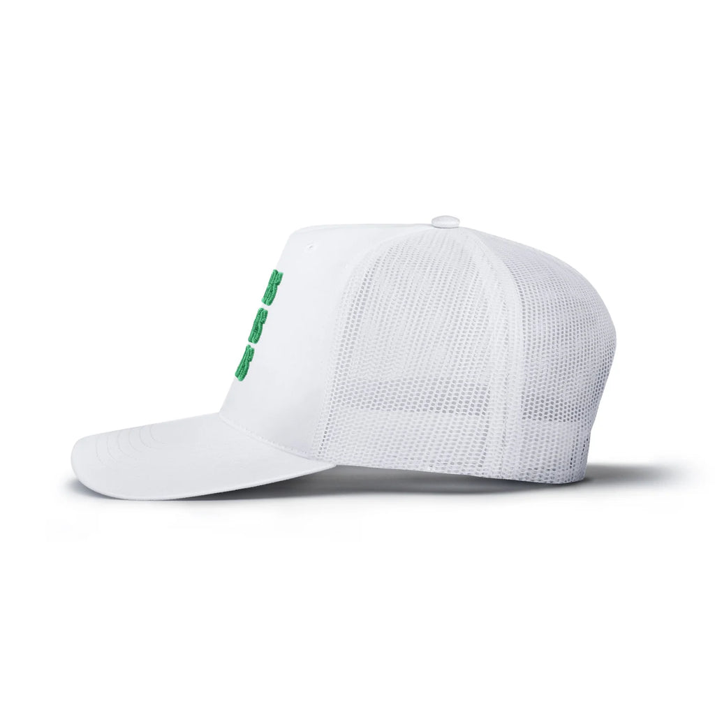 Bombs Darts Birds OG 3D Puff Trucker Hat - White/Green - Side - Bombs Darts Birds