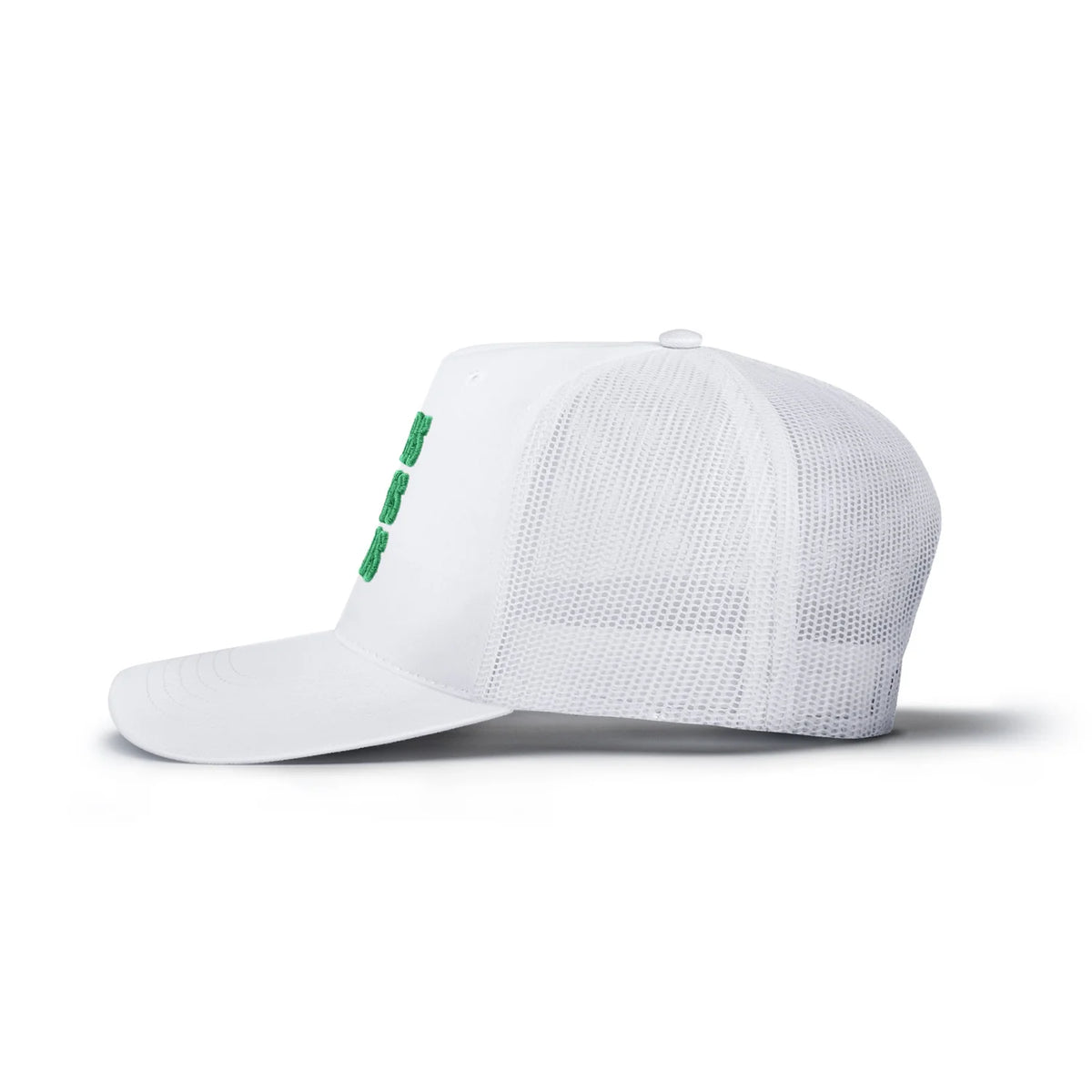Bombs Darts Birds OG 3D Puff Trucker Hat - White/Green - Side - Bombs Darts Birds