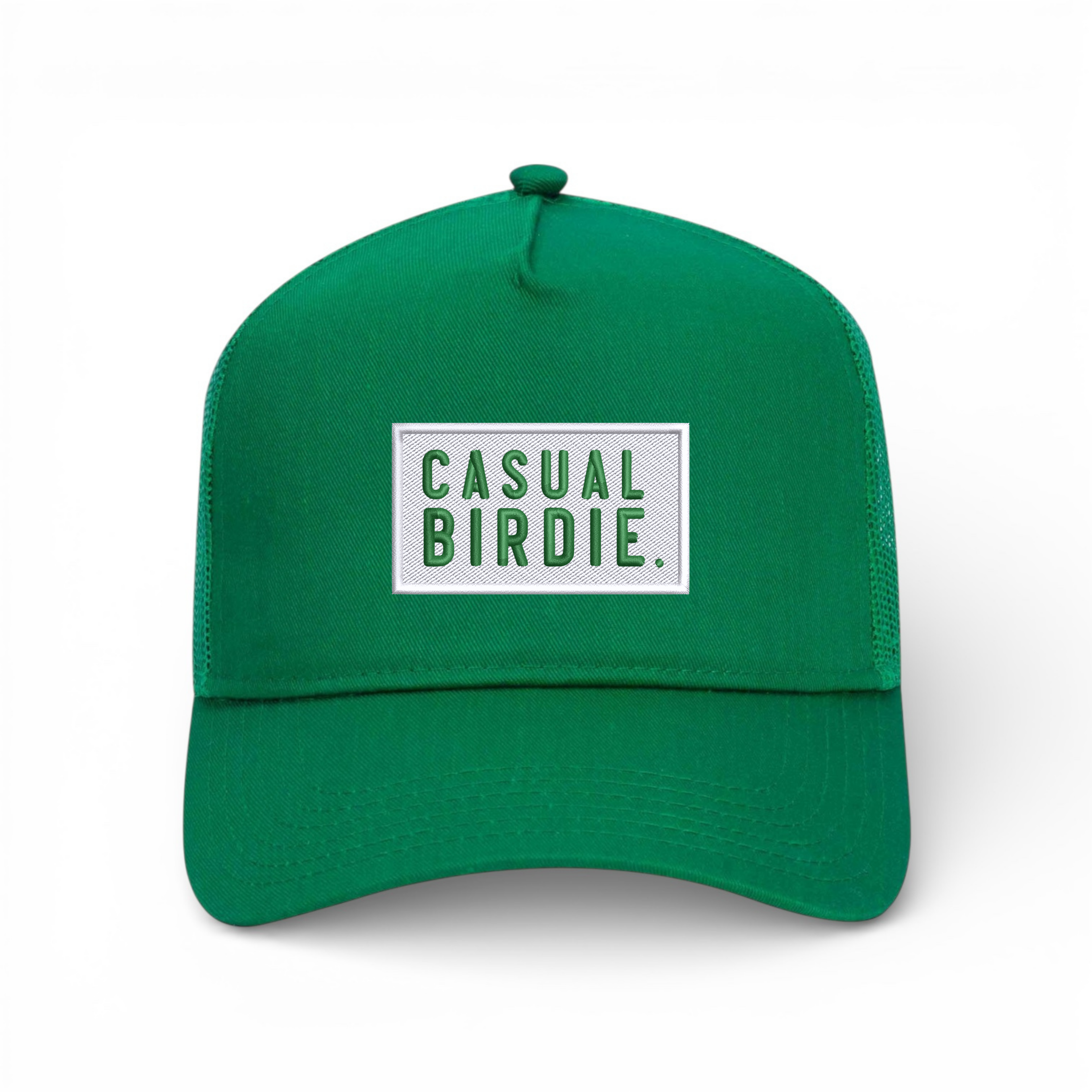 Bumper Sticker Golf Caps "Casual Birdie" - Masters Green/White - Bombs Darts Birds