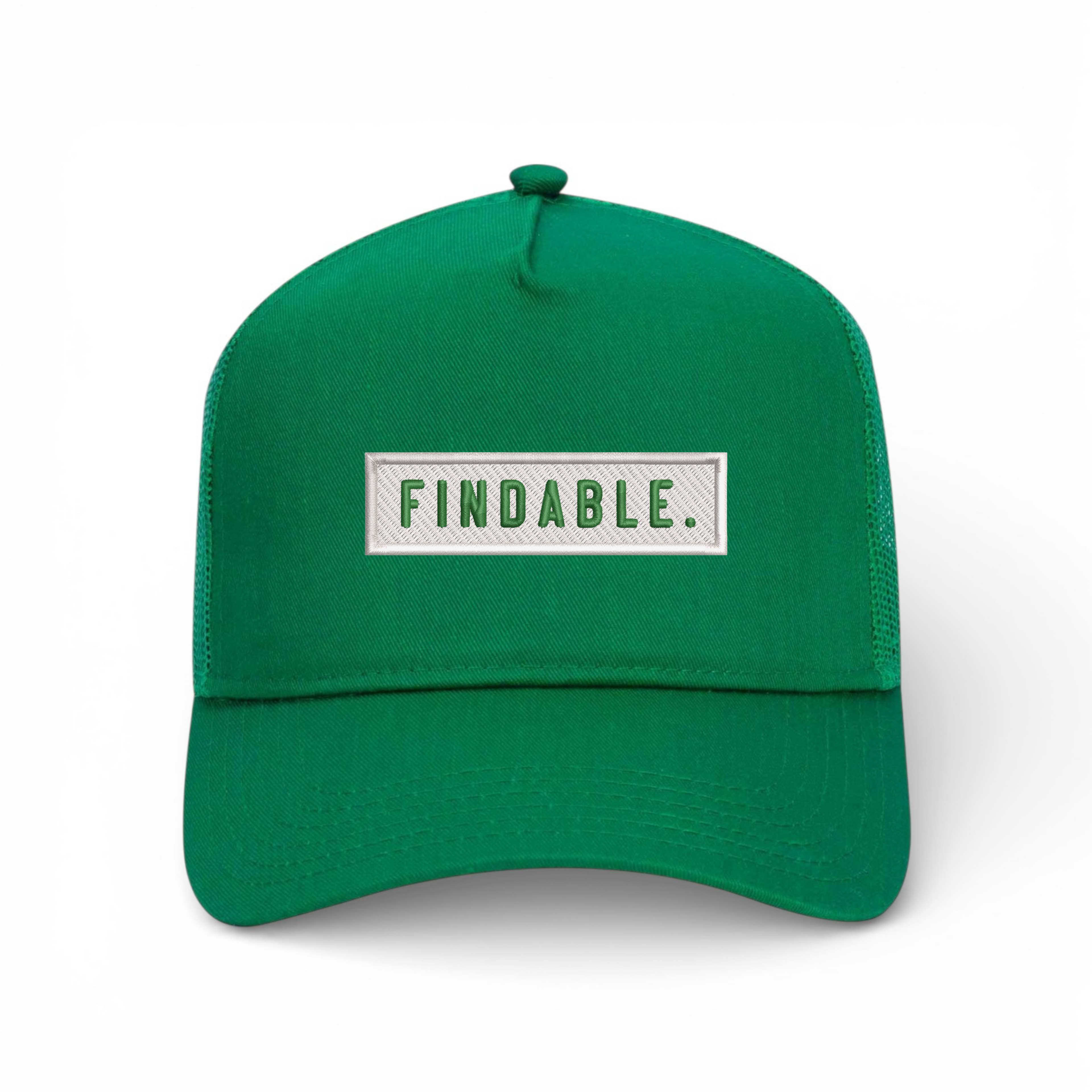 Bumper Sticker Golf Caps "Findable" - Green/White - Bombs Darts Birds