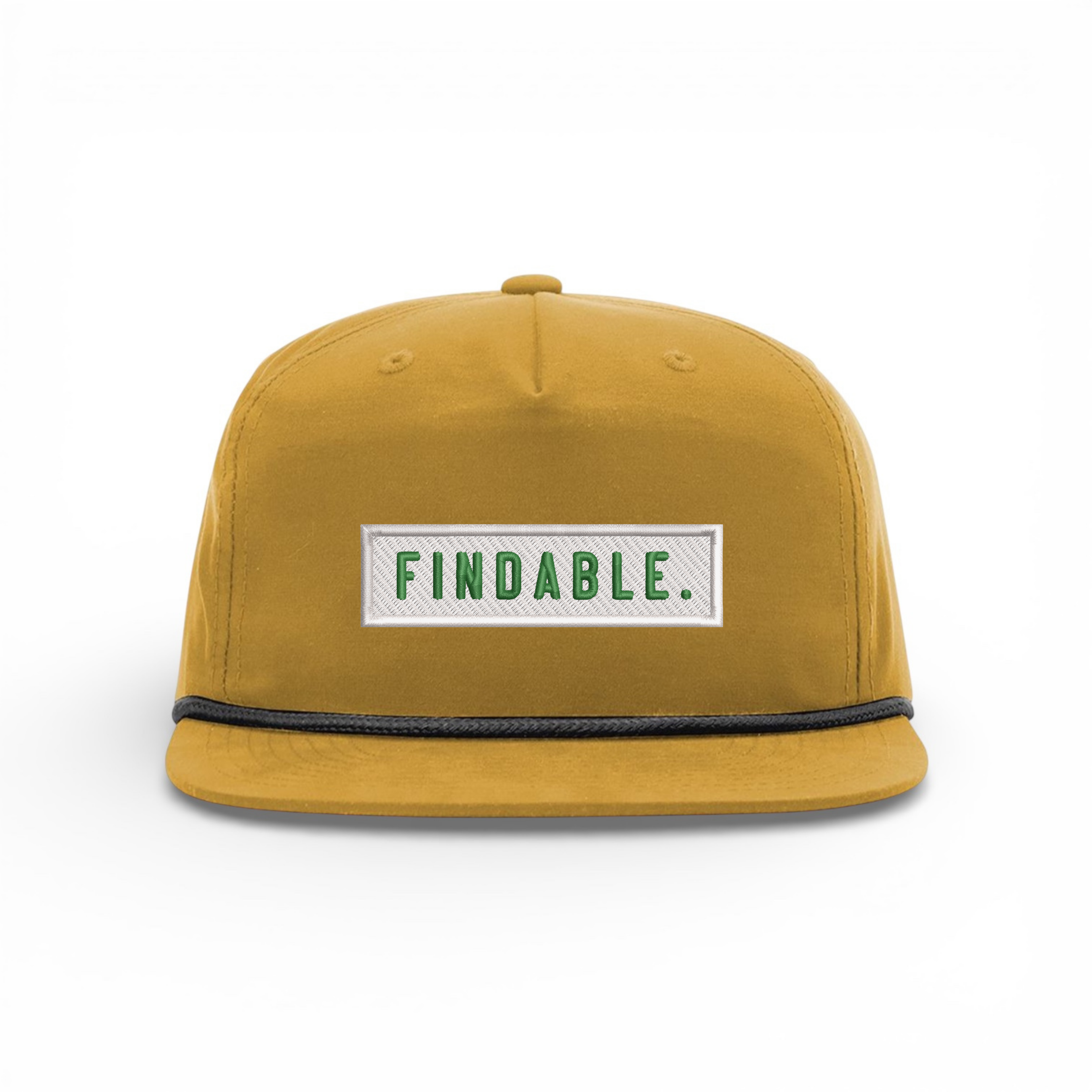 Bumper Sticker Golf Caps "Findable" - Mustard Low Rise/White - Bombs Darts Birds