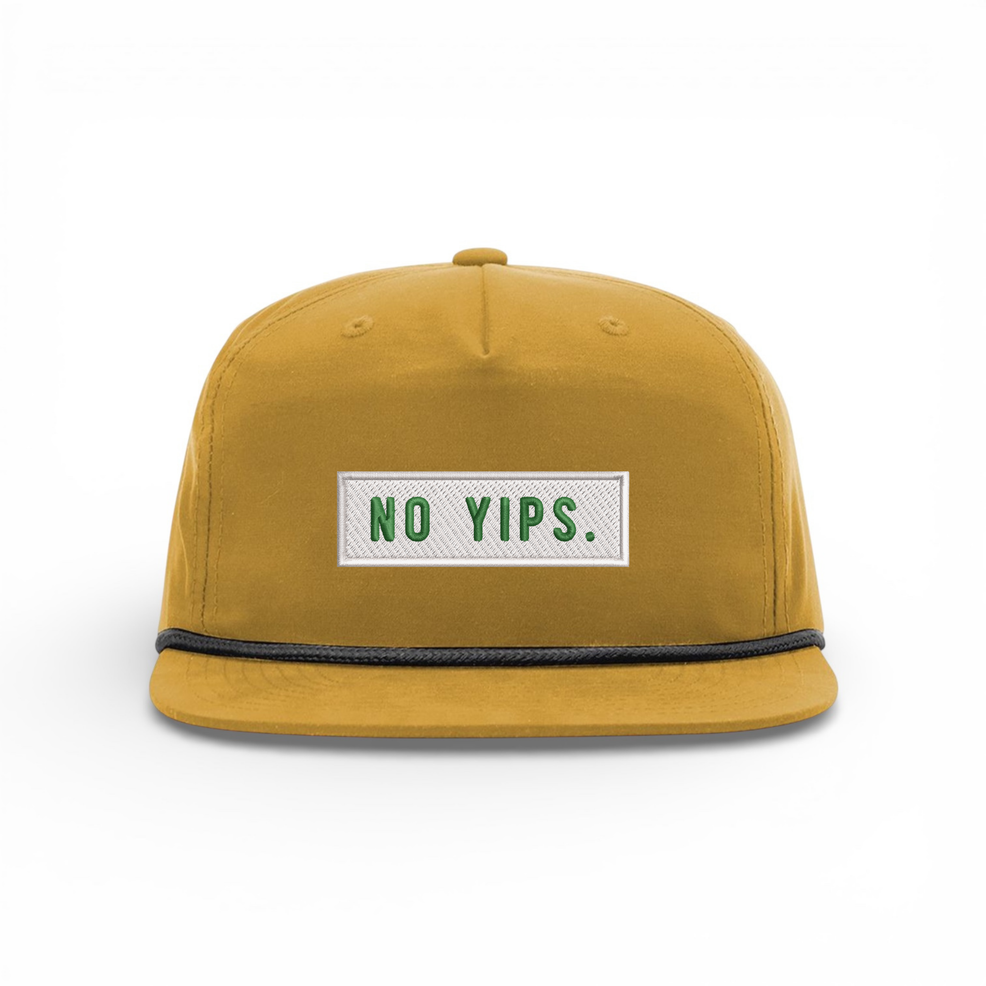 Bumper Sticker Golf Caps "No Yips" - Mustard Low Rise - Bombs Darts Birds