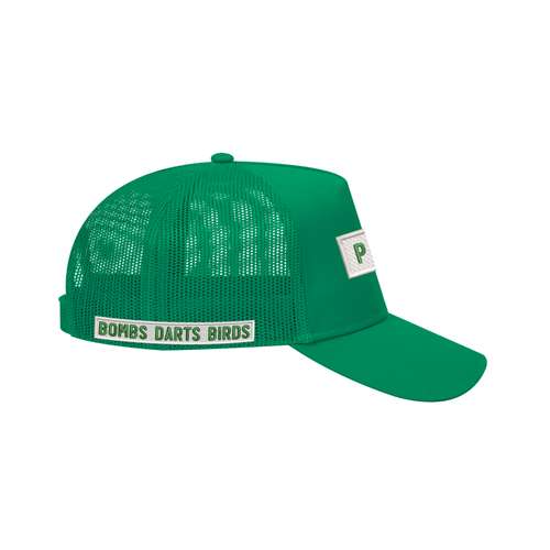 Bumper Sticker Golf Caps "Walk-Ins Welcome" - Masters Green/White - Side - Bombs Darts Birds