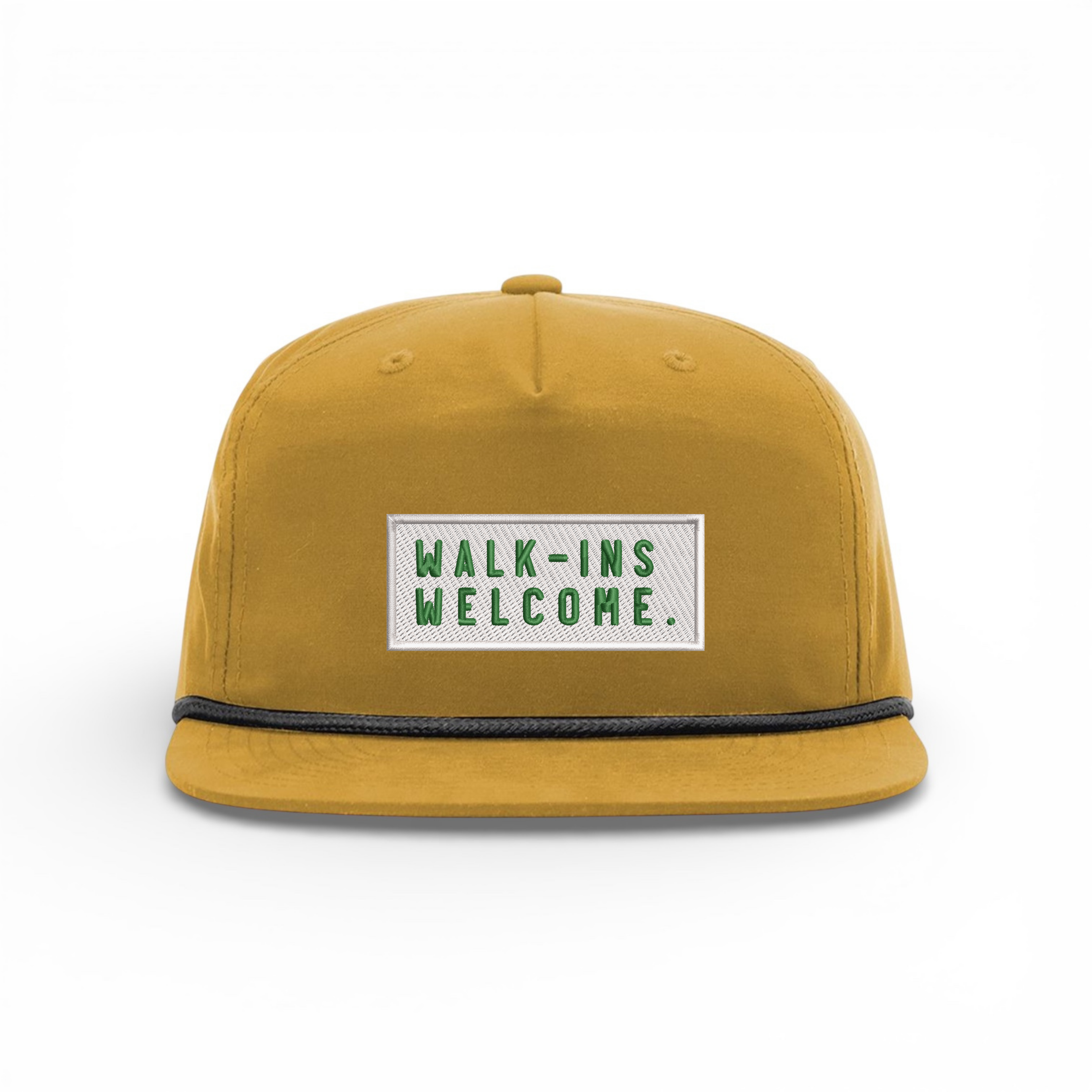 Bumper Sticker Golf Caps "Walk-Ins Welcome" - Mustard Low Rise/White - Bombs Darts Birds