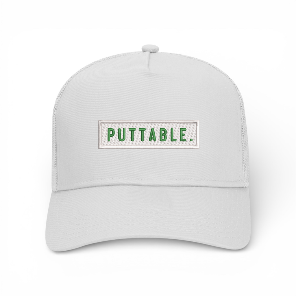 Course Chatter Golf Caps "Puttable" - Trucker Hat - White - Bombs Darts Birds