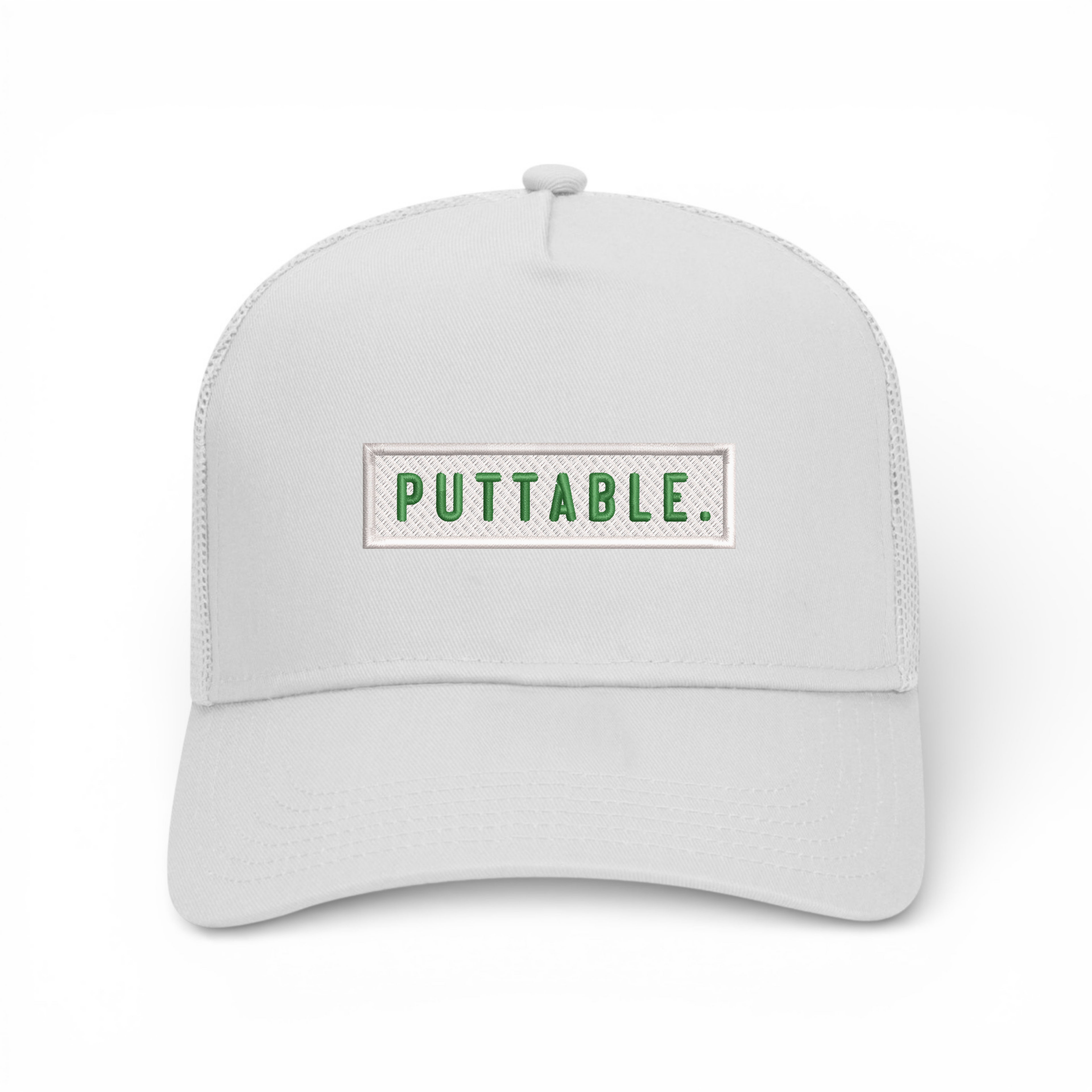 Course Chatter Golf Caps "Puttable" - Trucker Hat - White - Bombs Darts Birds
