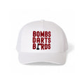 Indiana Bombs Darts Birds Fandom + Golf Caps - White Trucker Hat/Red - Bombs Darts Birds