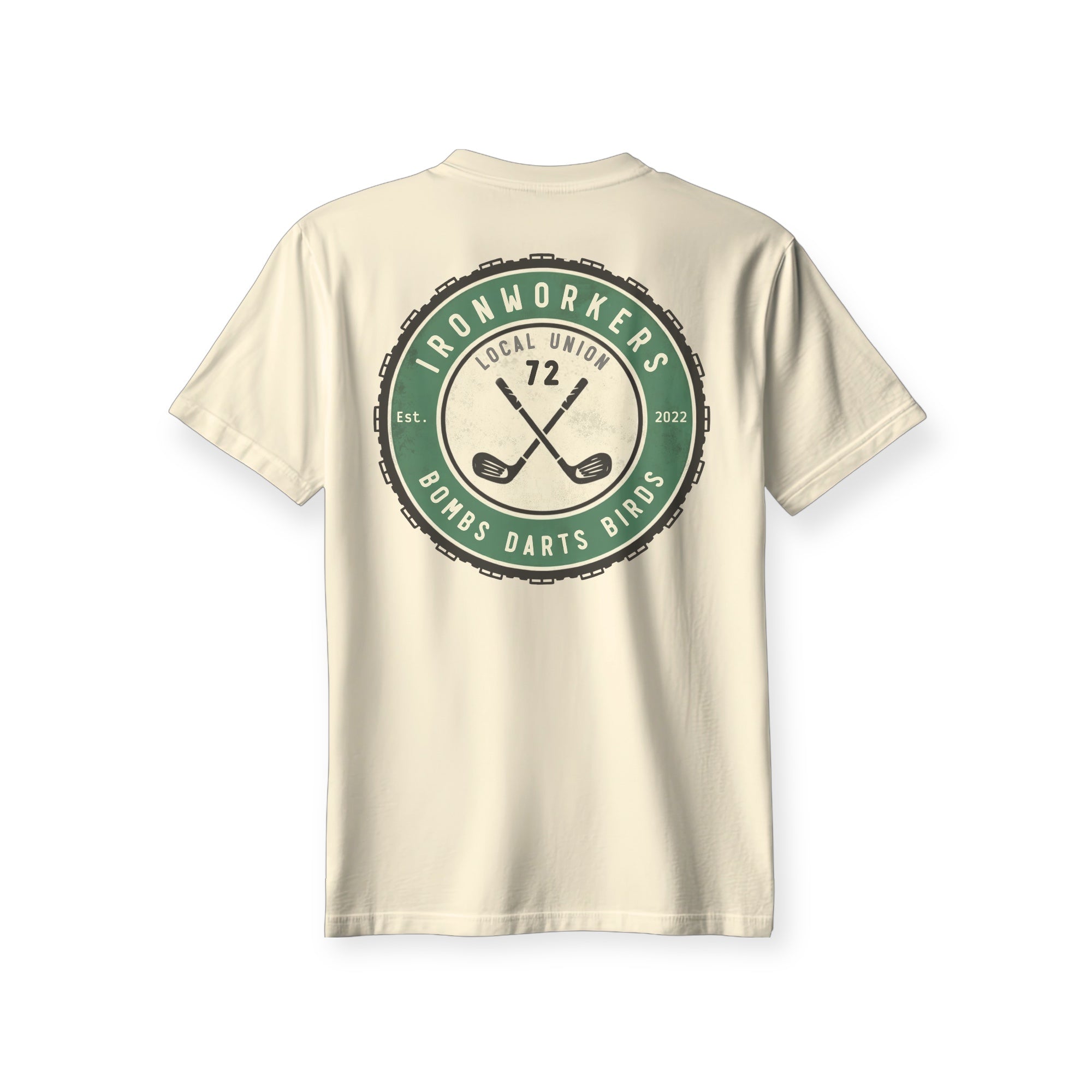 "Ironworkers Union 72" Bombs Darts Birds Tee Back - Bombs Darts Birds