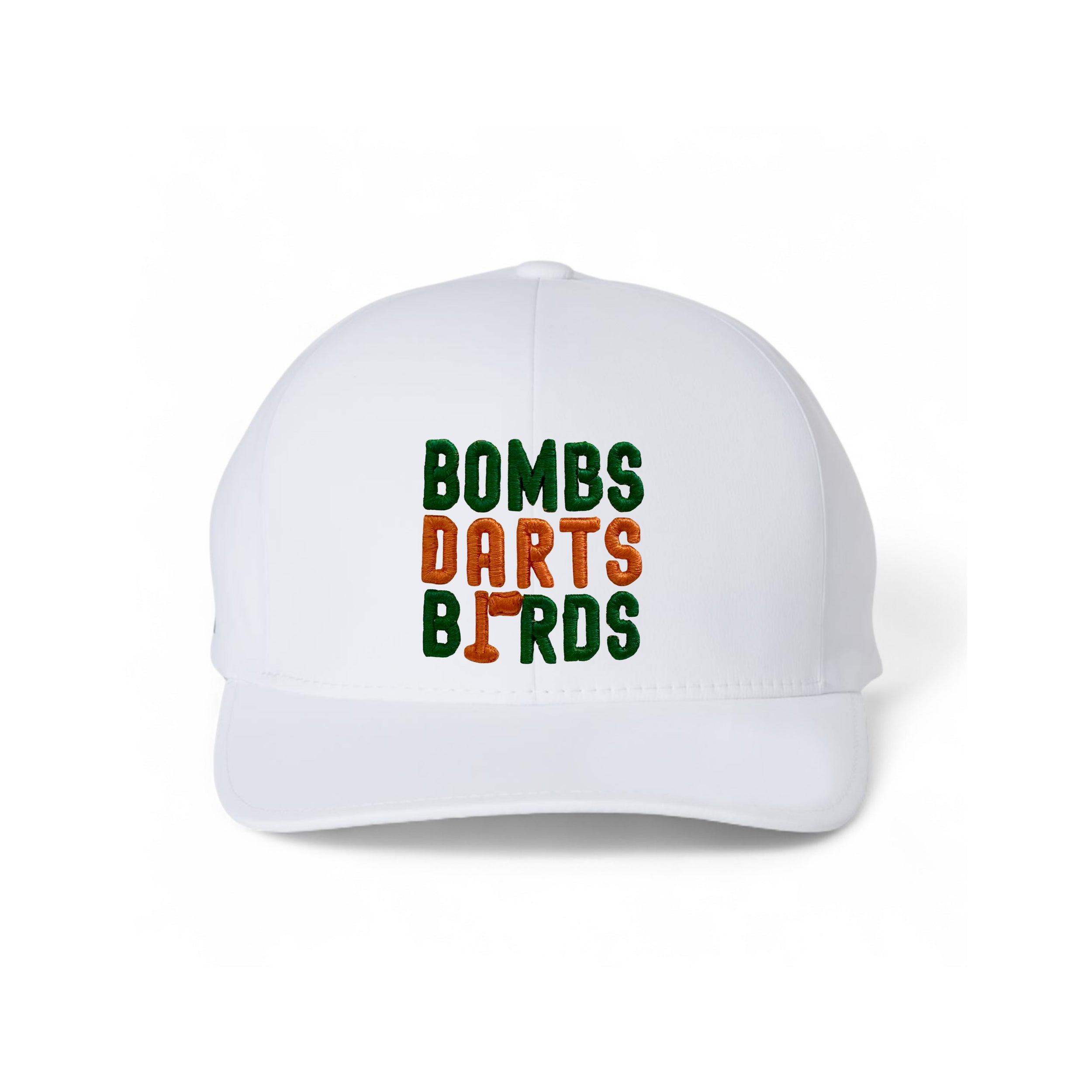 Miami Bombs Darts Birds Fandom + Golf Caps - Performance White/Orange/Green - Bombs Darts Birds