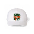 Miami Bombs Darts Birds Fandom + Golf Caps - White Trucker Hat/Orange/Green - Bombs Darts Birds