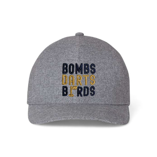 Notre Dame Bombs Darts Birds Fandom + Golf Caps - Grey Performance/Yellow/Blue - Bombs Darts Birds