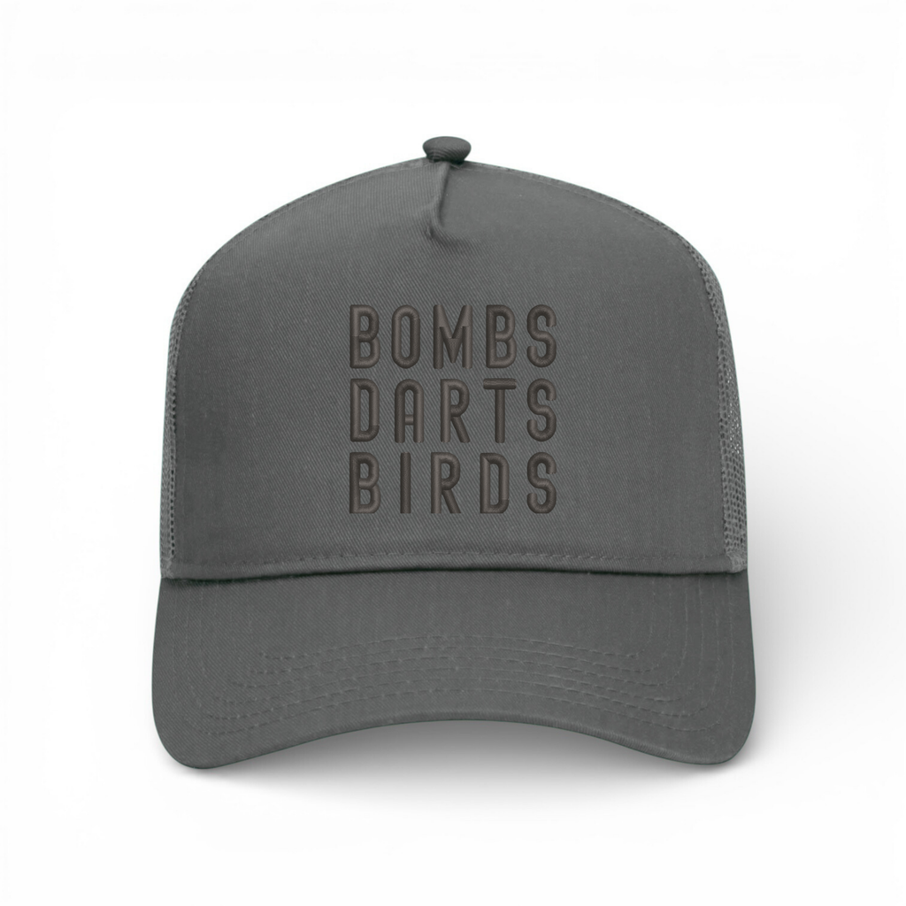 OG 3D Bombs Darts Birds Trucker Golf Cap "Freddy" - Gray - Bombs Darts Birds
