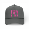 OG 3D Bombs Darts Birds Trucker Hat - Golf Cap - Gray/Pink - Bombs Darts Birds