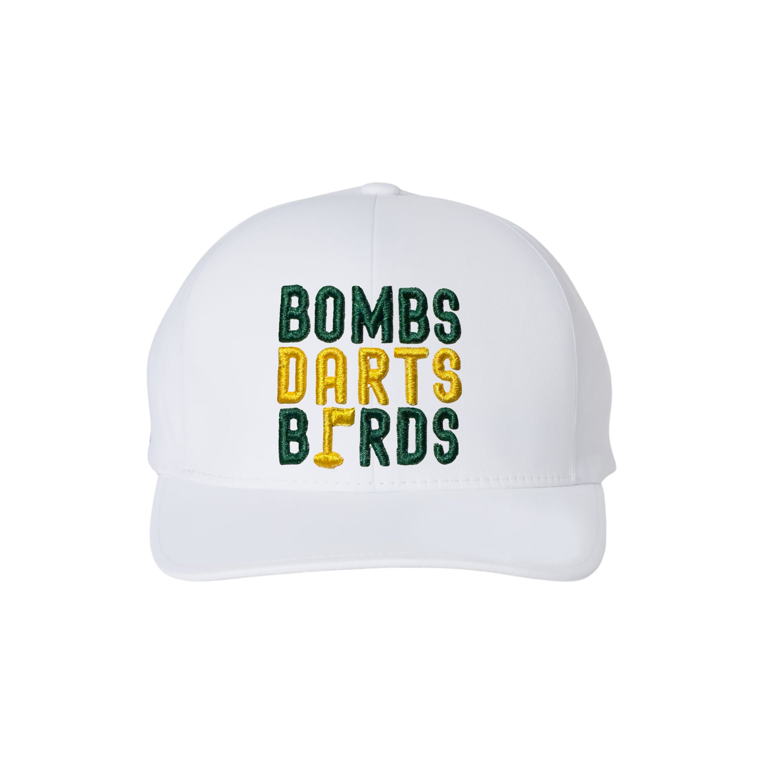 Oregon Bombs Darts Birds Fandom + Golf Caps - White Performance/Yellow.Green - Bombs Darts Birds
