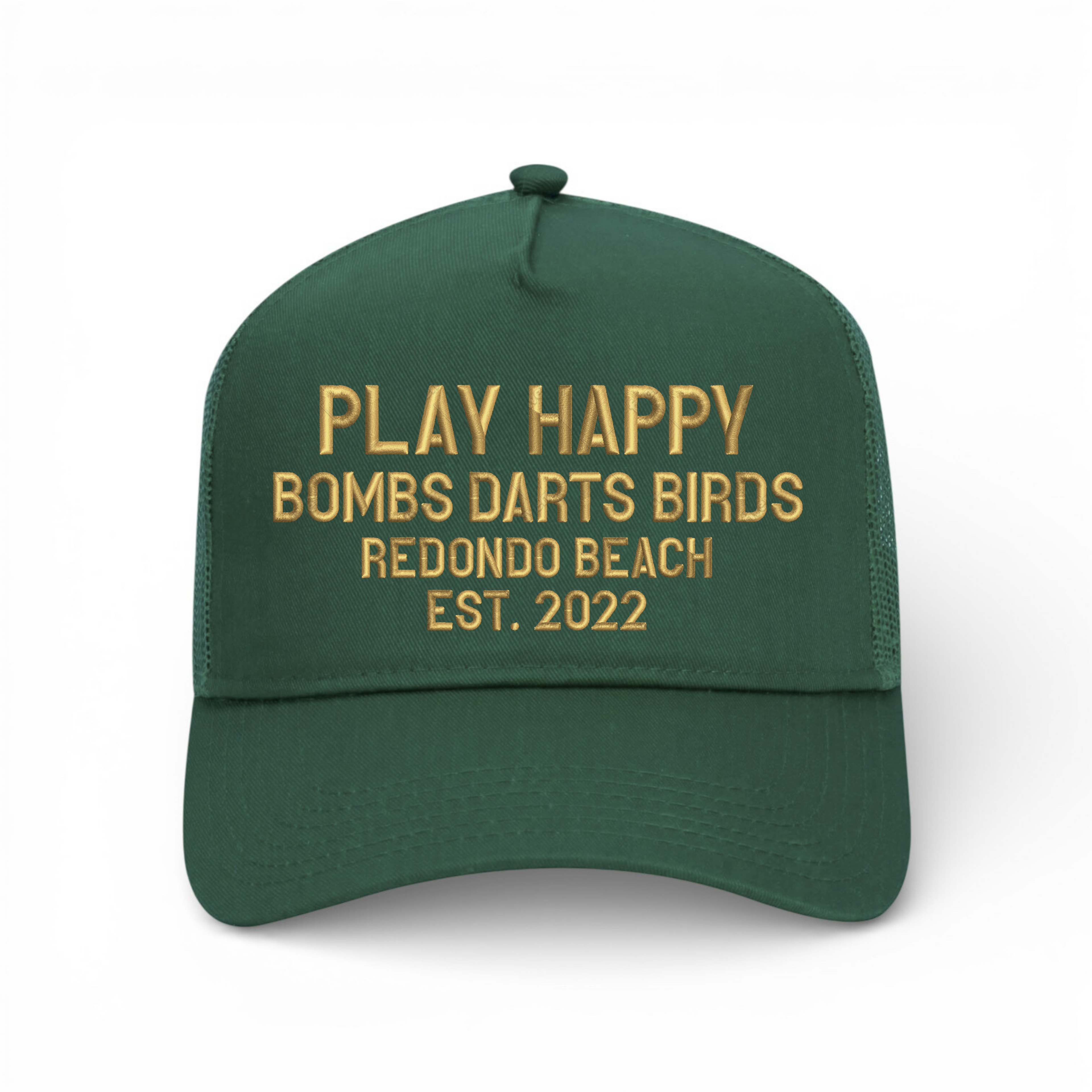 PLAY HAPPY BDB Golf Cap - Forest Green/Gold - Bombs Darts Birds