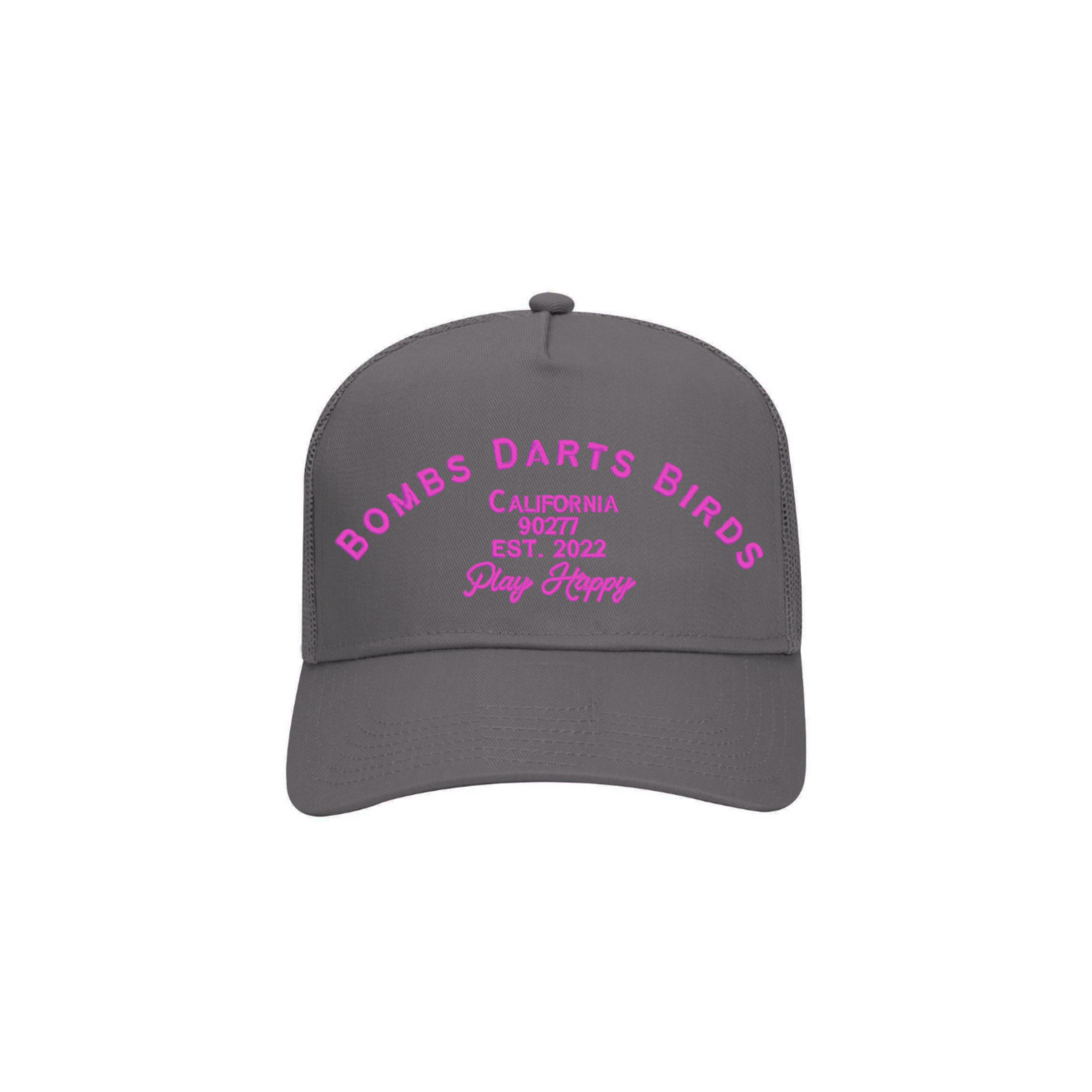 Play Happy Trucker Golf Cap - Gray/Pink - Bombs Darts Birds