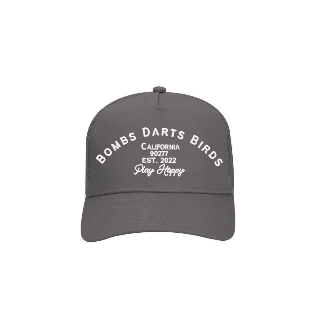 Play Happy Trucker Golf Cap - Gray/White - Bombs Darts Birds