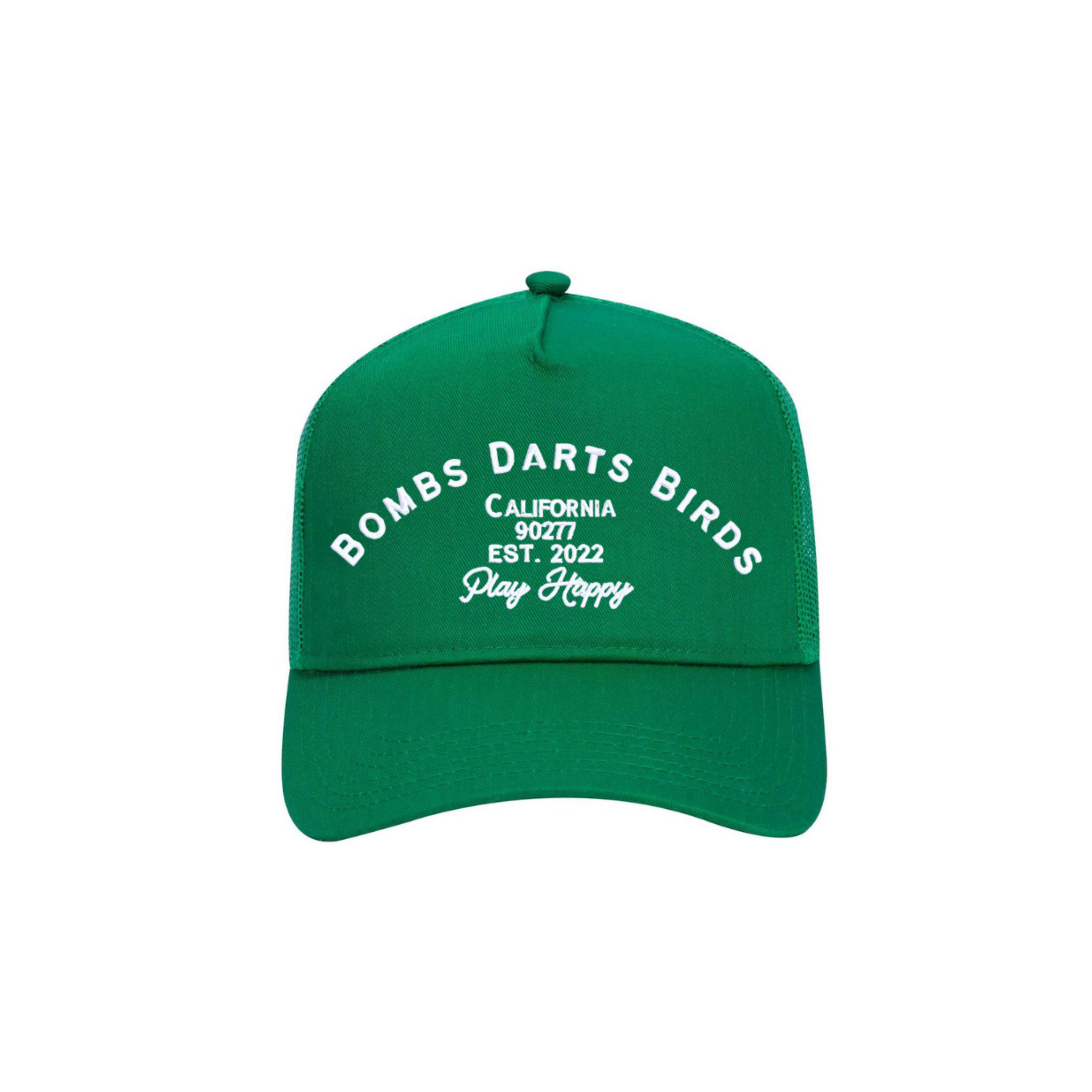 Play Happy Trucker Golf Cap - Green/White - Bombs Darts Birds