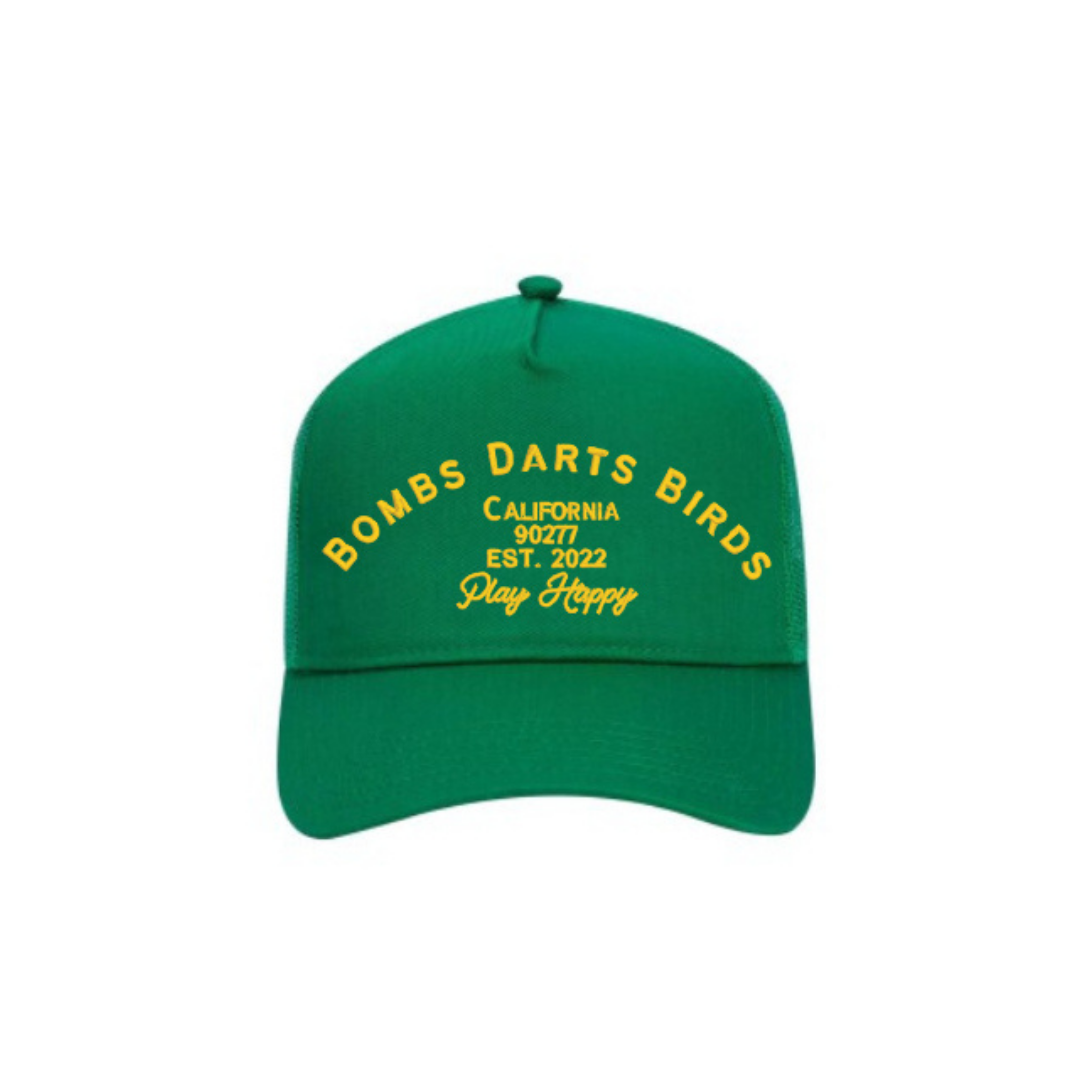 Play Happy Trucker Golf Cap - Green/Yellow - Bombs Darts Birds