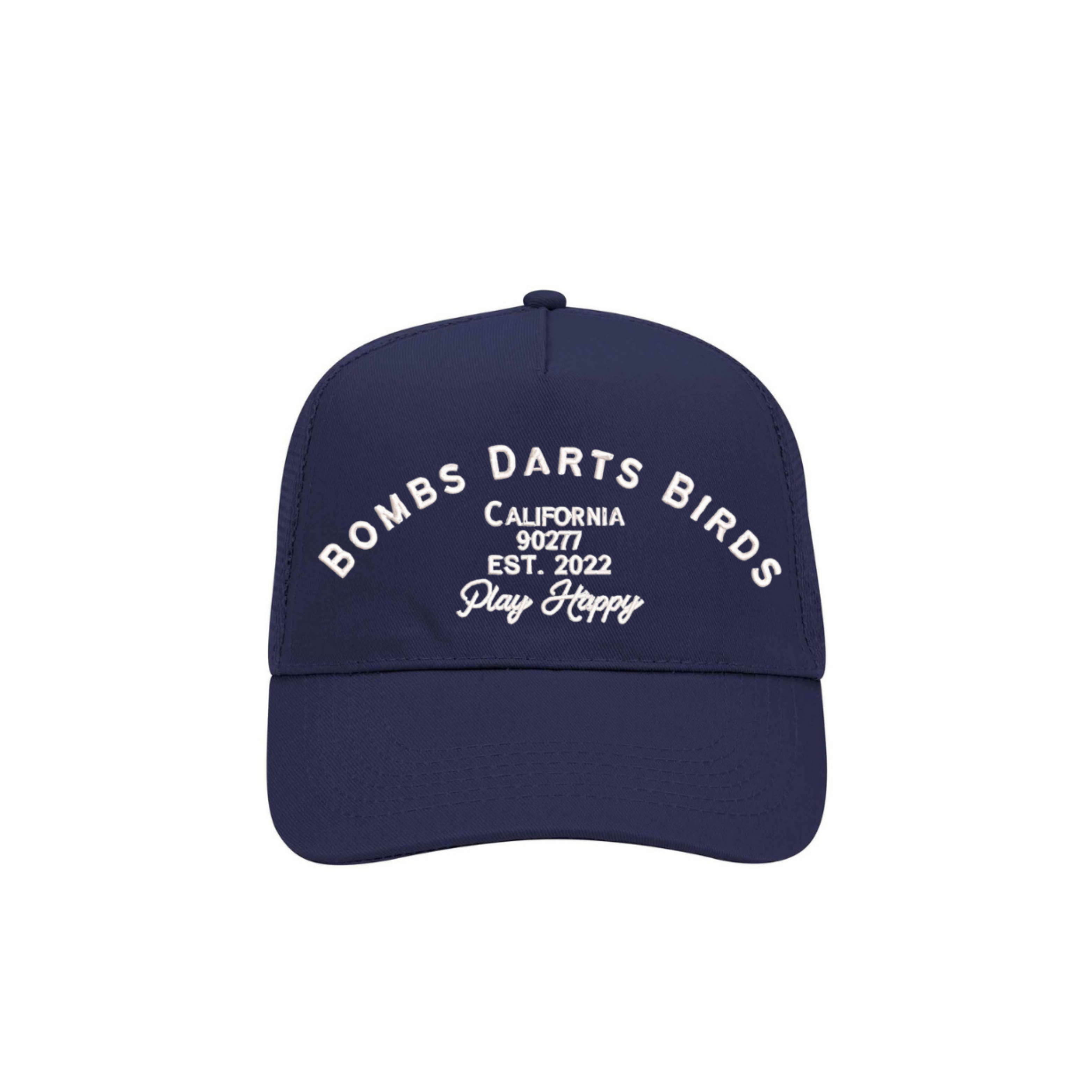 Play Happy Trucker Golf Cap - Navy/White - Bombs Darts Birds