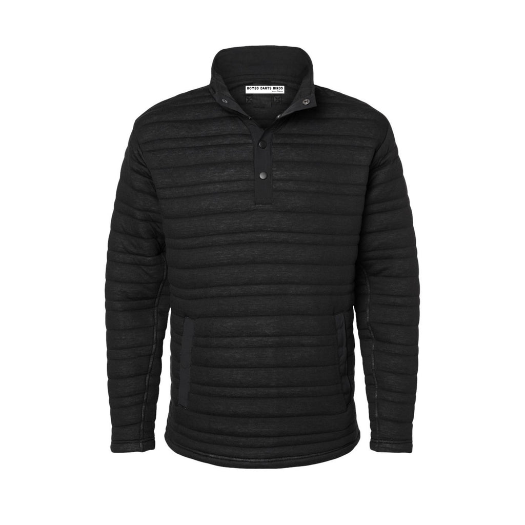Quilted Quarter Button Cozy Pullover - Bombs Black Darts Birds