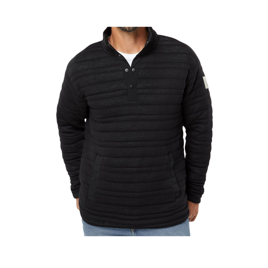 Quilted Quarter Button Cozy Pullover Black - Bombs Darts Birds