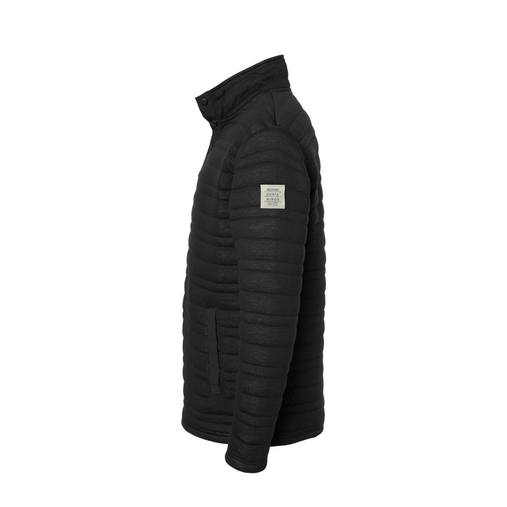 Quilted Quarter Button Cozy Pullover Black Side - Bombs Darts Birds