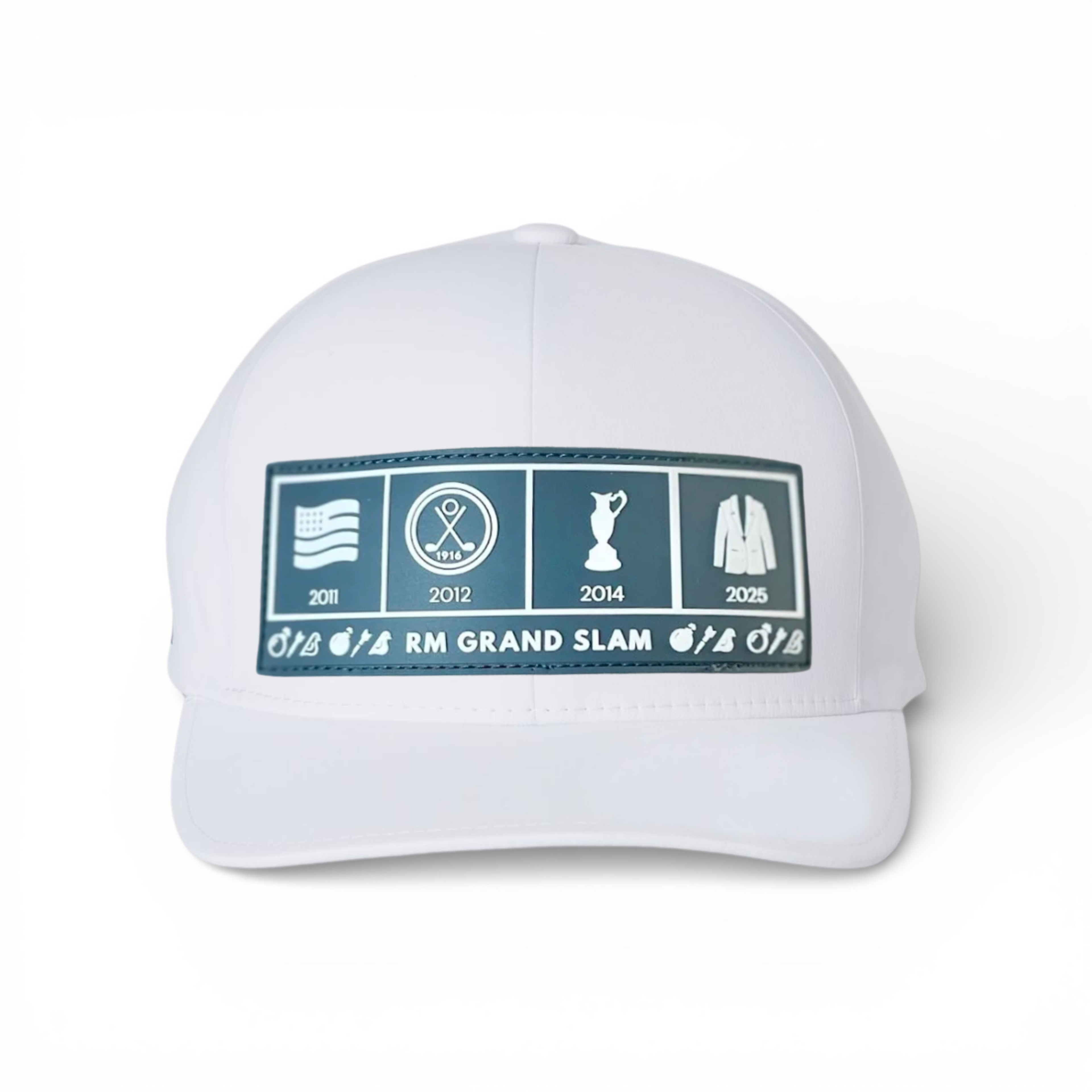 R M Grand Slam Golf Cap White Blue - Bombs Darts Birds