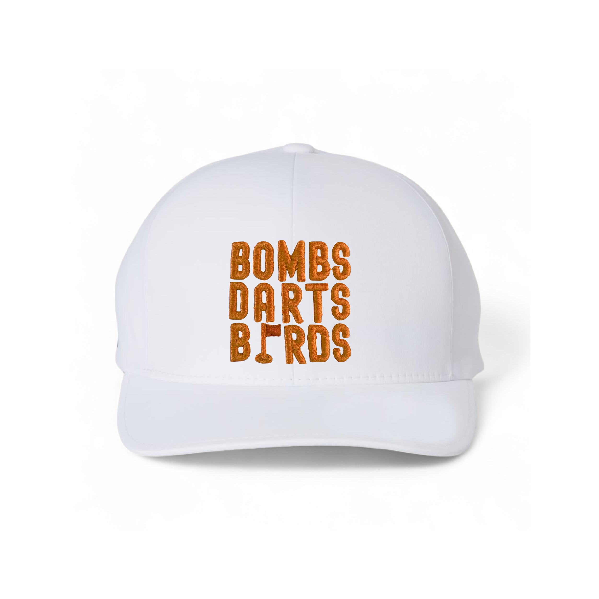 Texas Bombs Darts Birds Fandom + Golf Caps - Performance White/Orange - Bombs Darts Birds