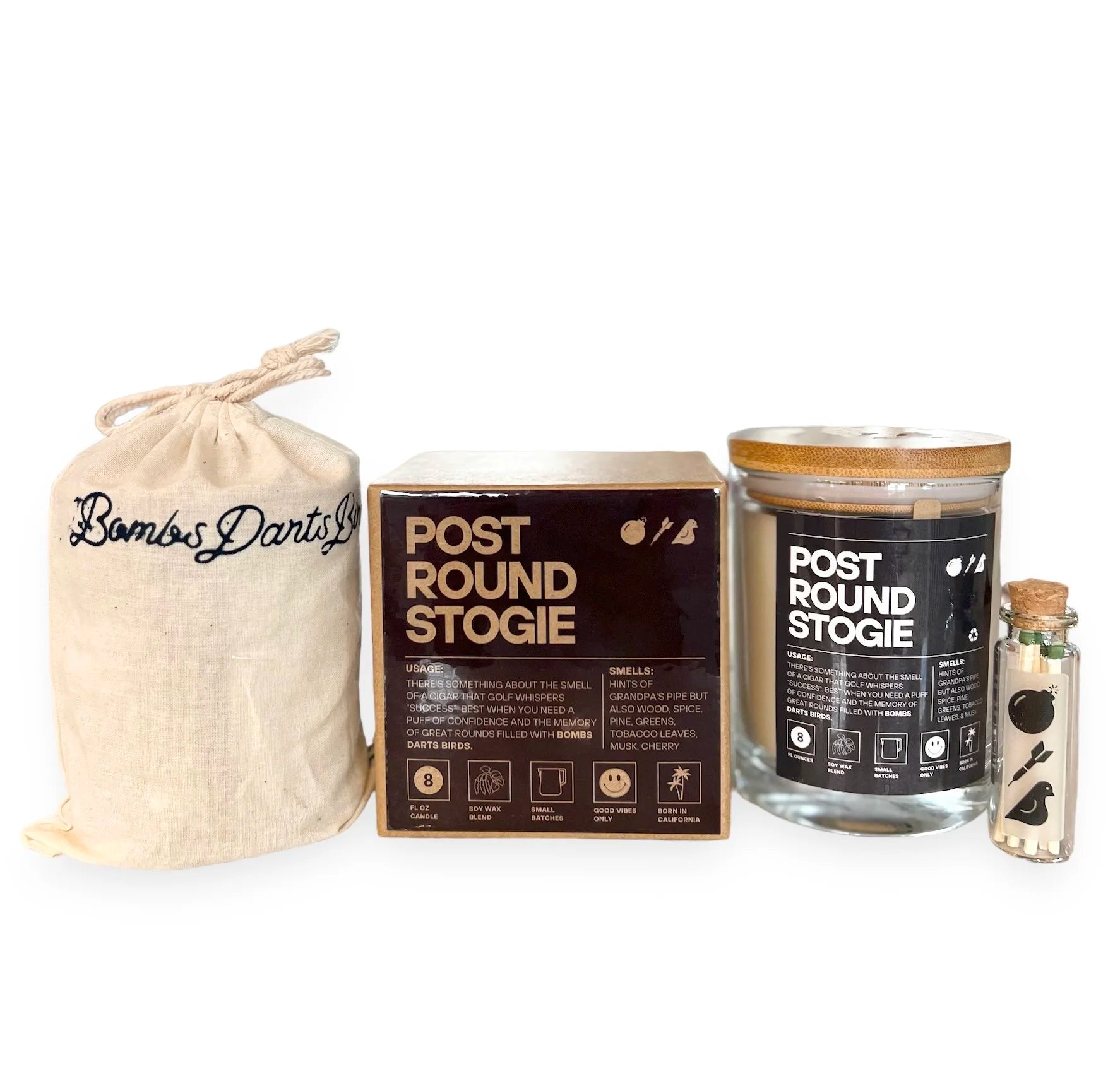 BDB “Post Round Stogie” Candle (Smells like Tobbaco and Teak) - Bombs Darts Birds